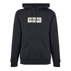 Napapijri Mens Box Logo Cotton Loose Fit Hoodie / Blue